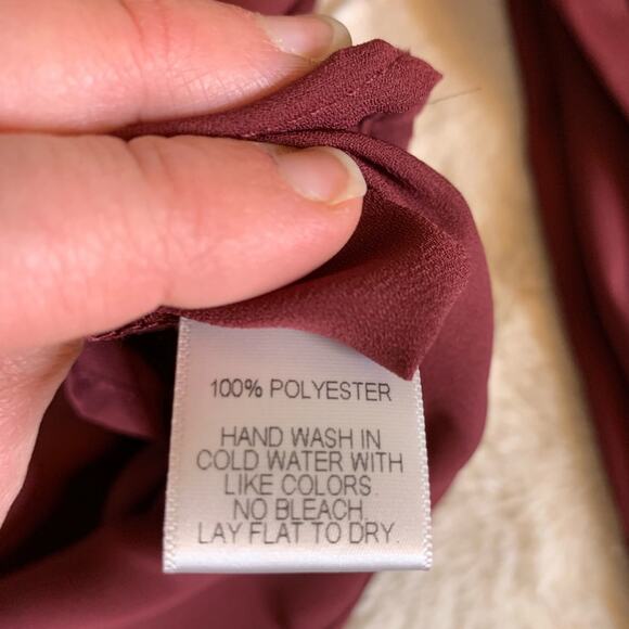 Harlowe & Graham maroon lace trim peasant top size Large NWT - Picture 9 of 10